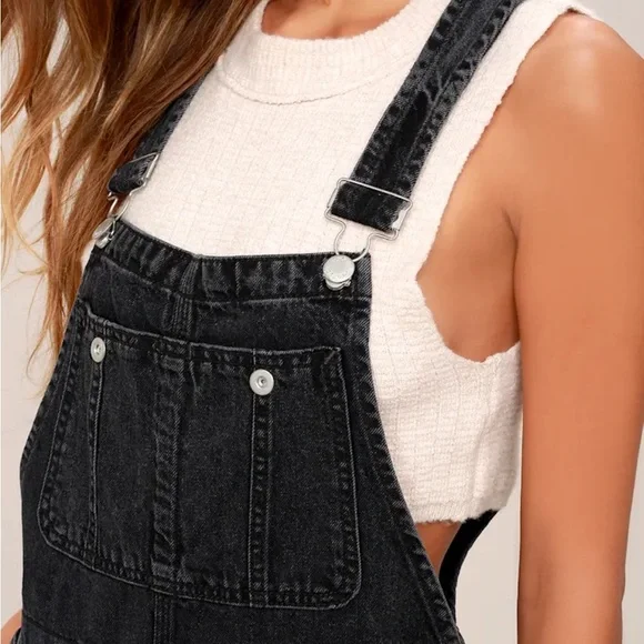 We The Free Boyfriend Washed Black High-Waisted Denim Overall. - Picture 2 of 15